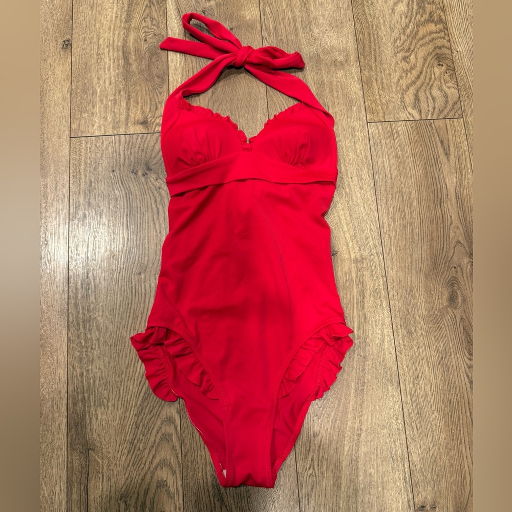 Women’s Pour Moi Red Halter One-Piece Swimsuit